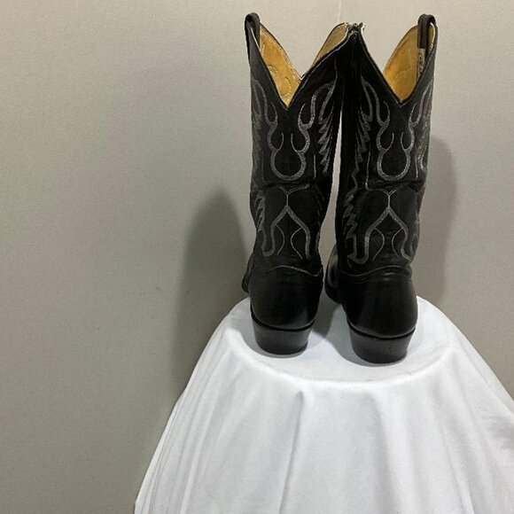 NOCONA Cowboy Boots Black Leather & grey western embroidery EUC Men's Size 10 D - Picture 3 of 8